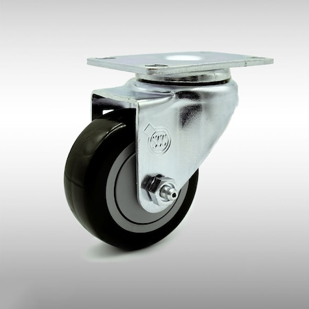 Service Caster 3.5 Inch SS Black Polyurethane Wheel Swivel Top Plate Caster SCC-SS20S3514-PPUB-BLK